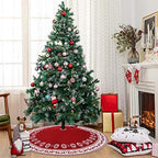 Dremisland Christmas Tree Skirt Rustic Knit Christmas Tree Mat 36In Red - Image 5