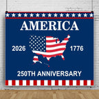 4th of July Backdrop Decorations 250th Anniversary USA Flag Patriotic Backdrop 8x8ft Banner Independence Day Photography Background Theme Party Decorations Supplies Photo Studio Props by Pnylzzyxh