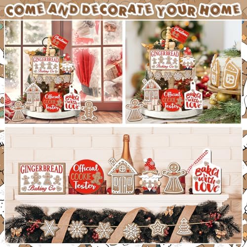 14 Pcs Halloween Tiered Tray Decor Set, Gnome Wood Table Signs (Elegant Style) - Image 6