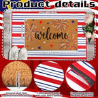 Moucuny 2 Pcs 4th of July Coir Door Mat Outdoor, Patriotic Non-Slip Decor - Image 4