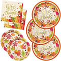 Fall theme Thanksgiving Party Supplies Kit, Serve 50, Autumn Harvest Disposable Dinnerware Includes: Paper Dinner Plates, Dessert Plates, and Napkins, Great for Thanksgiving Party Decorations by Gatherfun