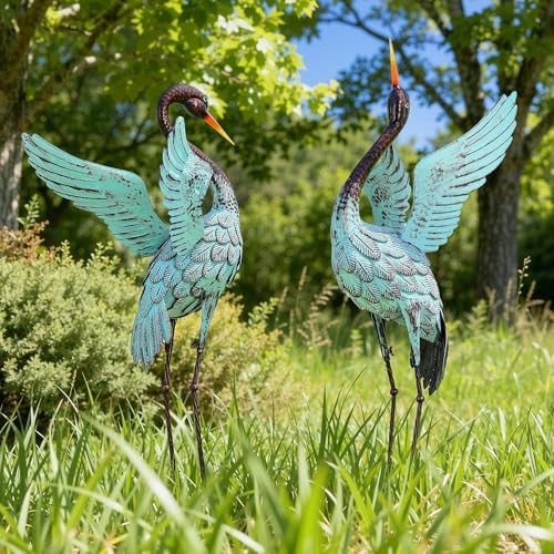 48" Blue Heron Statues Outdoor, Extra-Large Sandhill Crane Decor - Image 6