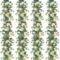 TOCHGREEN 4 Pack Artificial Eucalyptus Flower Garland with Champagne Roses by TOCHGREEN