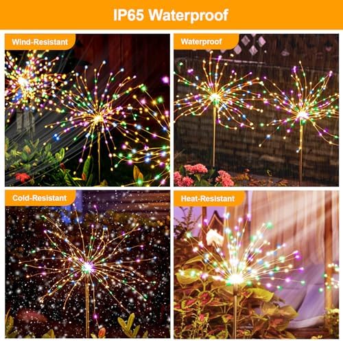 Solar Fireworks Lights Outdoor Garden 150 LEDs 8 Pack Multicolor - Image 6