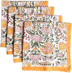 ATOSII Cotton Blockprint Cloth Napkins, Clover Yellow, Set of 4, 20" X 20" by ATOSII