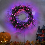 [ 8 Modes & Timer ] 9 Ft 66 LED Halloween Willow Vine Twig Decor Garland Decorations with Purple Lights, Halloween Garland with Battery Operated Waterproof for Home Wall Fireplace Mantle Decorations - Image 6