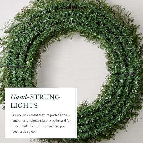 Balsam Hill Outdoor Red Berry Pine Christmas Wreath - Fresh Traditional Front Door Wreath with Natural Elements with LED Clear Lights, Plug-in, 48" - Image 5