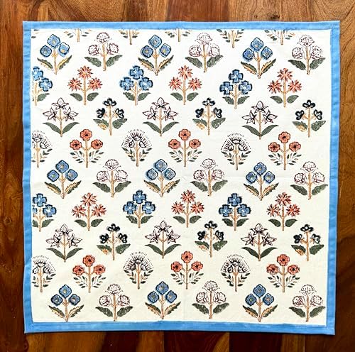 ATOSII Flora Bloom 100% Cotton Fall Cloth Dinner Napkins, Handblock Print, Washable Durable Linen for Everyday Use Wedding Parties Outdoors Christmas Thanksgiving I 20 X 20 Inches I Set of 4 - Image 2