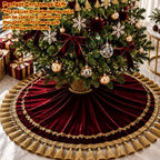 Roowest 48 Inch Burgundy Christmas Tree Skirt Velvet,Vintage Round - Image 6