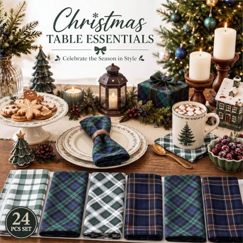 Mixweer 24 Pack Christmas Cloth Napkins Bulk, 15 x 15 Inch - Image 3