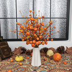 JINGHONG 18 Pack Artificial Pumpkin Picks 17” Tall Orange Berry Stems Fall Pumpkin Branches for Autumn Harvest Festival Thanksgiving Day Decor - Image 2