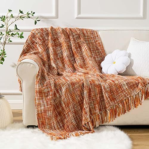BATTILO HOME Orange Throw Blanket for Couch,50"x60" - Image 2