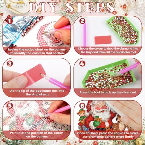 Cinnvoice Seasonal Diamond Art Hanging Kit,12 Pcs,Retro - Image 3