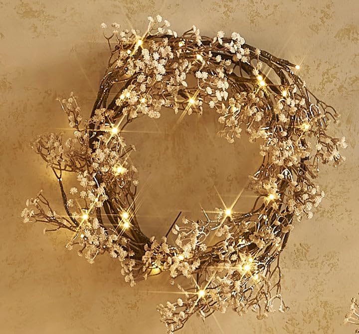 Hairui Lighted Baby Breath Flower Garland Battery Operated with Timer 48L Warm White LED 6FT, Artificial Gypsophila Vine Lights for Thanksgiving Christmas Decor Indoor Outdoor Use - Image 3