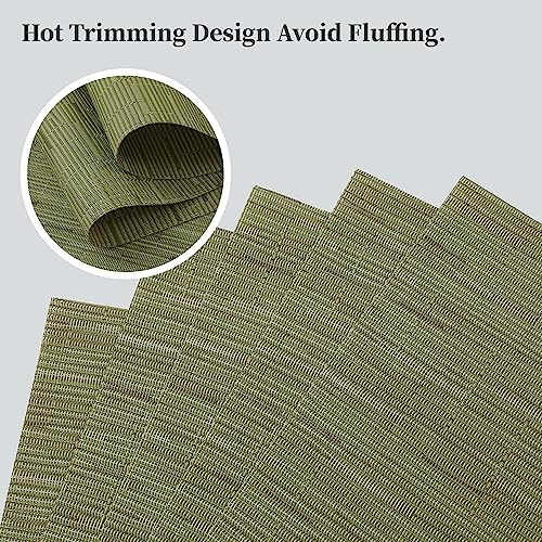 Leetaltree Pea Green Placemats Set of 12 - Heat Resistant Non-Slip Place mats for Dining Table, Washable Durable PVC Vinyl Woven Table Mats（Pea Green, 12） - Image 3