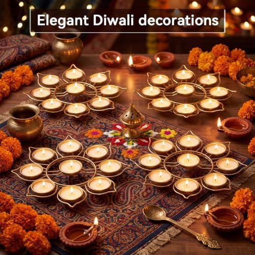 LemonRoad 4 Pcs Lotus Candle Holder, Return Gifts for Pooja, 9 Candlesticks - Image 6