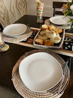 Senegal Placemats/African Bohemian Woven Seagrass Placemats/Natural Wicker Round Basket Placemats/Decorative Hanging Wicker Plates/Hanging Wall Decor (Black & White) - Image 6