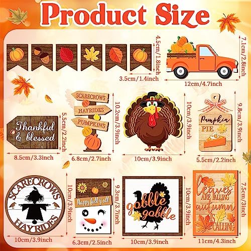 14 Pcs Halloween Tiered Tray Decor Set, Gnome Wood Table Signs (Basic) - Image 4