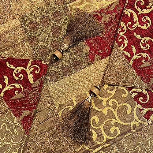 Loom and Mill Luxury Jacquard Table Runner 13x72 inch, Triangle-Red Gold - Image 6