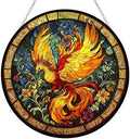 Sacred Phoenix Bird Suncatcher Stained Glass Window Hangings Sun Catchers Colorful Ornament Gifts for Women Mom Wife Halloween Christmas Housewarming 9.8" by HYPESTYLE