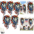 Red White and Blue Flowers Artificial Flowers Outdoor, 4th of July Decoration Tricolor Patriotic Artificial Flower, UV Resistant Artificial Morning Glory Vines for Independence Day Decor (5sets) by Unknown