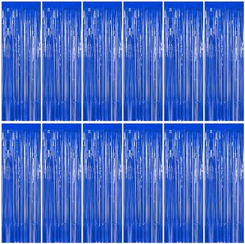 ZATAYE 12 Pack Dark Blue Foil Curtain Streamer Decorations by ZATAYE