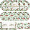 Christmas Party Supplies, Serve 50, Christmas Seasonal Holly Tableware Includes: Paper Dinner Plates, Dessert Plates, Luncheon Napkins and Beverage napkins, Great for Party Decorations by Gatherfun