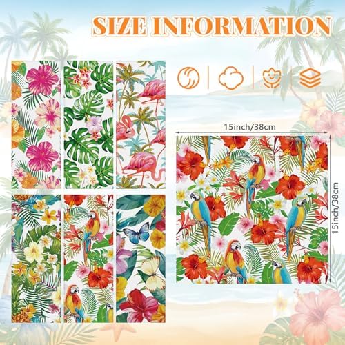 Nuogo 36 Pack Tropical Cloth Napkins 15"x15" Summer Hawaiian Dinner Napkin - Image 2