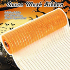 10 Pcs Halloween Ribbon 4 Mesh Ribbon 6 Burlap Wired Edge Ribbons - Image 2