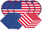Gatherfun American Flag Patriotic Party Supplies Disposable Napkins and Paper Plates for Veterans Day Election Day 4th of July Independence Day Decorations, Serve 50 by Gatherfun