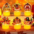 12 PCS Thanksgiving Table Decorations Turkey Tea Lights Candles, Battery Operated Thanksgiving LED Flameless Tealight Candles Thanksgiving Turkey Centerpieces Decorations for Home Indoor Kitchen Party by Envotek