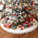 Christmas Tree Skirt 60 Inch White - Fluffy Faux Fur Christmas Tree Mat & Decoration for Indoor Outdoor Use - Image 2