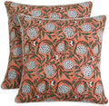 Ridhi Block Print Dark Salmon Pink Pillow Cover 18" x 18" (Pack of 2) Decorative Couch Pillows for Living Room, Chic Boho Cute Outdoor Pillows Covers Gifts for Spring, Easter and Valentine by Ridhi