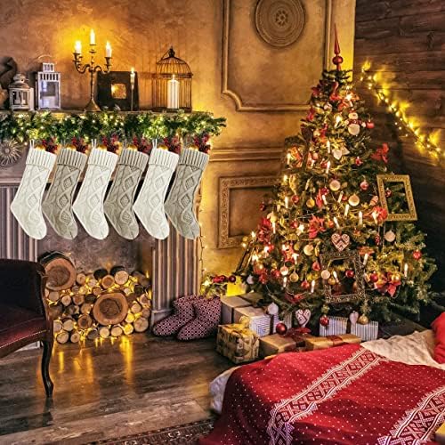 Fesciory Christmas Stockings 6 Pack, 18 Inch Large Cable Knit Xmas Decor - Image 2