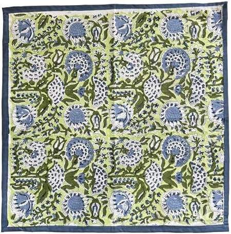 ATOSII Amara 100% Cotton Summer Dinner Napkins, Block Print, Durable Linen for Everyday Use, Weddings, Parties, Outdoors I 20 X 20 Inches, Set of 4 I Farmhouse Grandmillennial Coastal Table Decor - Image 4