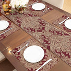 Loom and Mill Luxury Damask Table Runner 72 Inches Long, Wine Red - Image 3