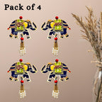 Divyakosh Door Hangings for Home | 2 Pair (4 Pieces), Blue, Size - 5 Inch each| Temple & Pooja Decoration Items, Elephant Shubh-Labh Hanging Wall/Door Decoration - Image 2