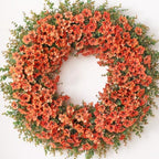 32" Large Artificial Silk Flower Eucalyptus Wreath for Outdoor(Fall Orange) by GLIDLION