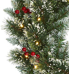 Nearly Natural 24in. Frosted Swiss Pine Artificial Wreath with 35 Clear LED Lights and Berries, Green, 5x24x24 - Image 4