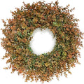 26"Artificial Eucalyptus Wreath with Seed for Front Door Decor(Fall Orange) by YXZZWL