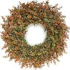 26"Artificial Eucalyptus Wreath with Seed for Front Door Decor(Fall Orange) by YXZZWL