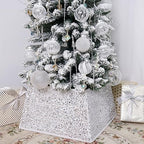 White Christmas Tree Collars for Atificial Trees, 24 Inch Sparkling Sequins Christmas Skirt, Base Cover,Holiday Home Decor Ring(Medium) by SunshineDecor