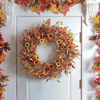 JINGHONG Large Fall Wreaths for Front Door 28 Inch Artificial Floral Wreath with Colorful Daisies and Autumn Foliage Fall Autumn Wreath for Front Door Wall Window and Thanksgiving Decor - Image 5