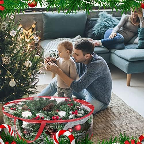 ProPik Christmas Wreath Storage Bag 36" - 2 Pack Clear Christmas Wreath Storage Container - Garland Holiday Artificial Wreath Storage Holder - Water Proof Transparent Clear PVC (36 Inch, Red) - Image 6