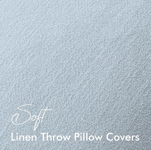 EMEMA Euro Sham Decorative Linen Throw Pillow Covers 24x24 Inch Light Blue - Image 4