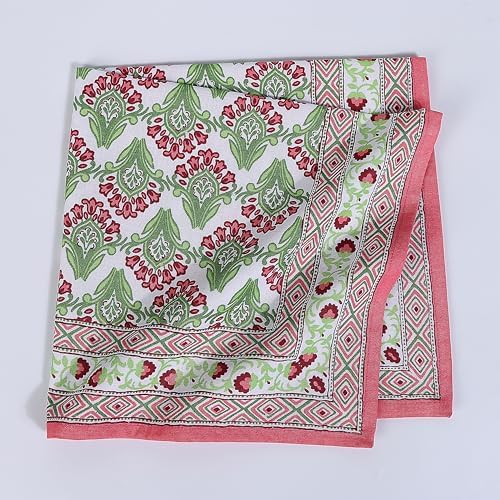 FINGERCRAFT Cloth Napkins Set of 12 Cotton Linen, 20x20 in Border Camellia - Image 3