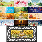 12PCS Interchangeable Doormat Inserts Seasonal Welcome Mats – 22" x 10" Outdoor Indoor Door Mat Set for Spring Summer Fall Winter, Holiday Decor for Front Door, Christmas Halloween Thanksgiving by AIHSUMC