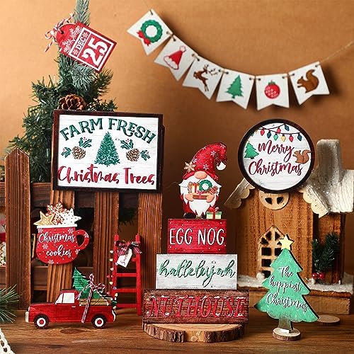 14 Pcs Halloween Tiered Tray Decor Set, Gnome Wood Table Signs (Cute) - Image 4