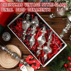 Mifoci 8 Pcs 6 Inch Mercury Glass Finial Christmas Ornaments, Silver - Image 3