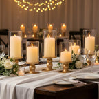 NITIME 4Pcs Hurricane Candle Holder for Pillar Candles, Gold Candle Holders with Clear Glass Sleeve for Table Centerpieces,Pillar Candle Holders for Home Decor, Wedding, Holiday and Party Decor - Image 3